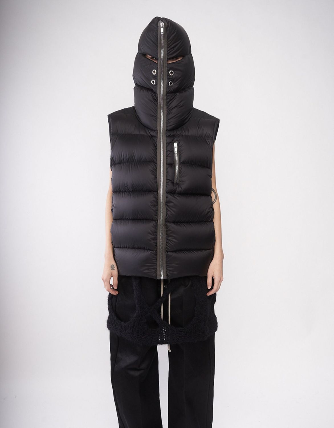 Men's Fall/Winter Dark Style Casual Solid-Color Full-Zip Hooded Quilted Down Vest Ngvp #2521