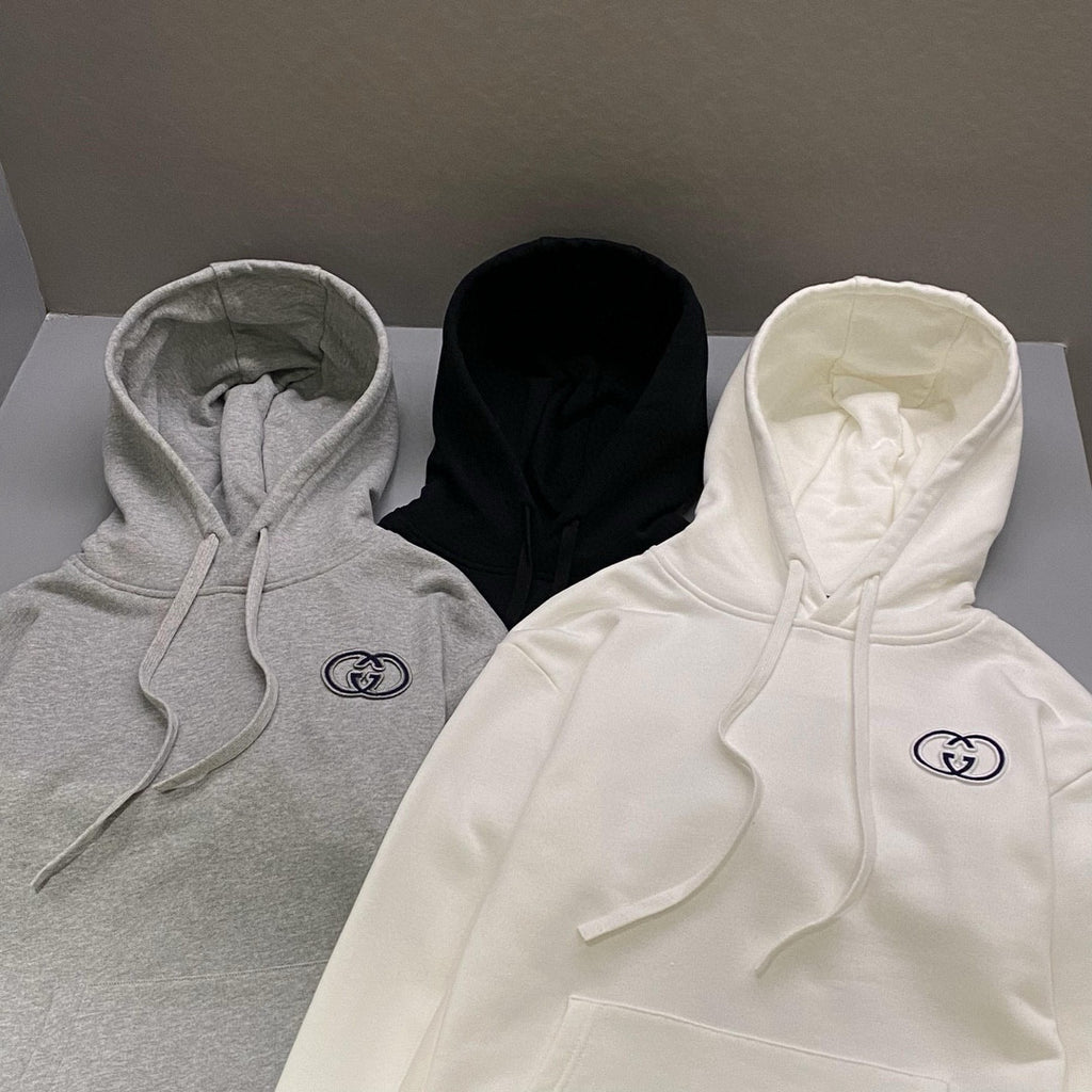 Men's And Women's Spring And Fall Solid Color Loose Casual Logo Hooded Sweater Pullover Sweater #98487