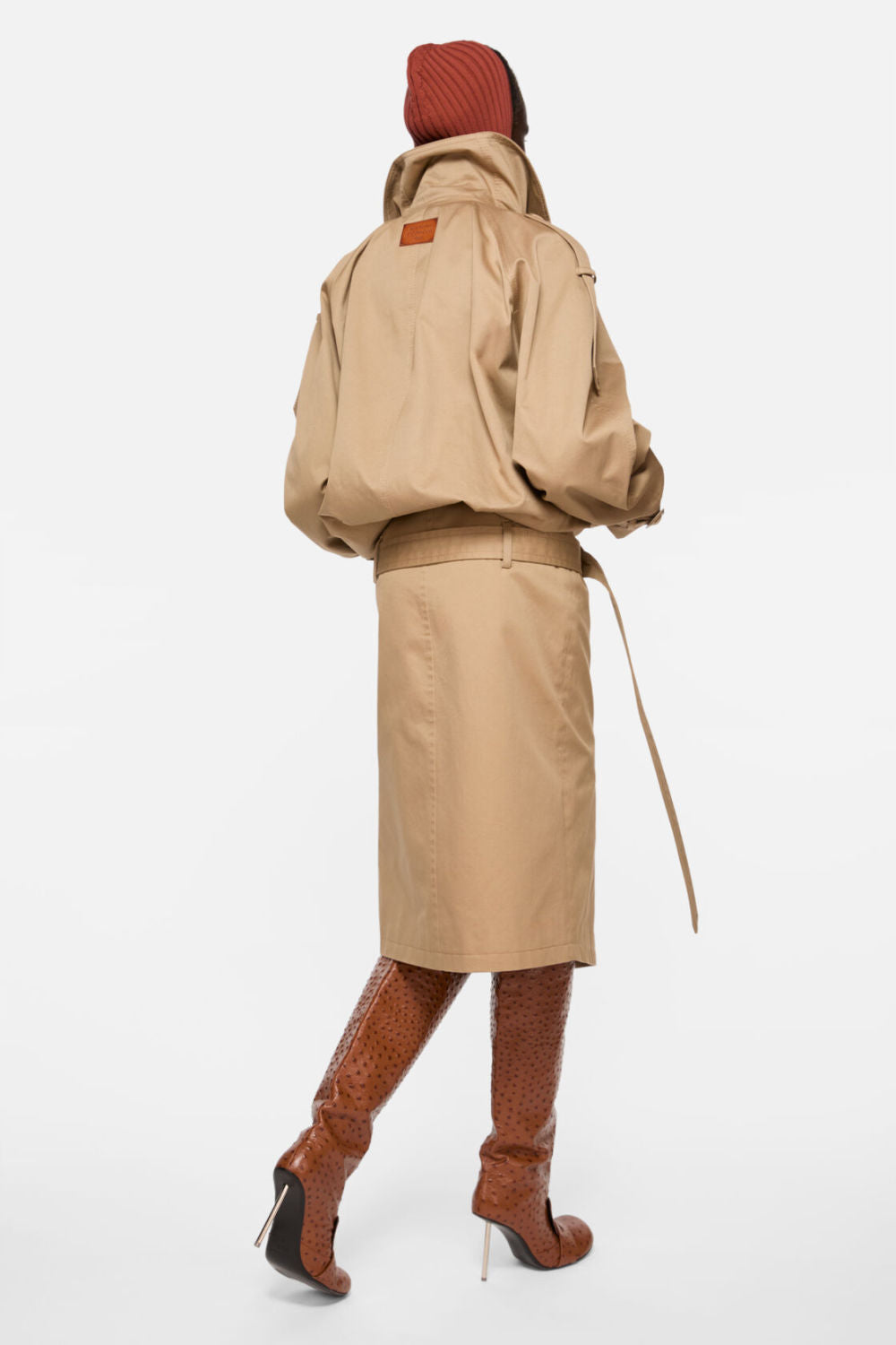 Belted Twill Skirt Women's Spring/summer Cotton Belted Asymmetrical Split Skirt Solid Color Fashionable Slim-fit Short Skirt #82112A