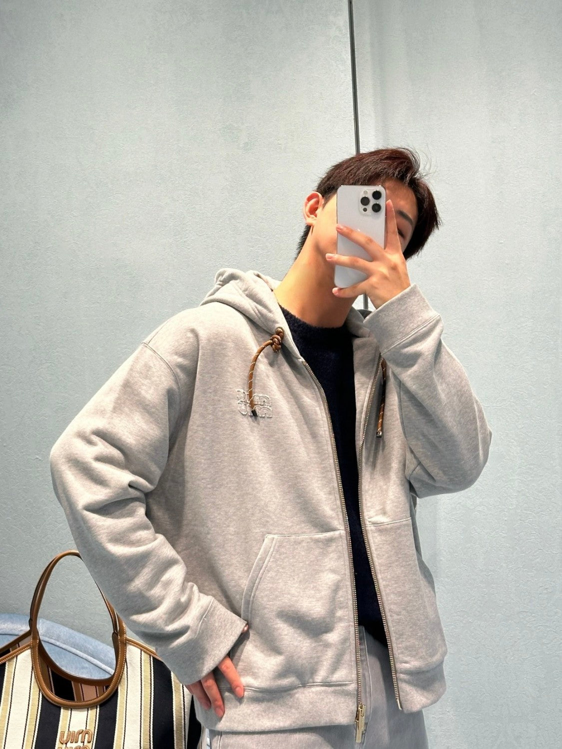 Women's Spring & Autumn Solid Color Logo Zipper Cotton Long Sleeve Surf Rope Hooded Sweatshirt #71512