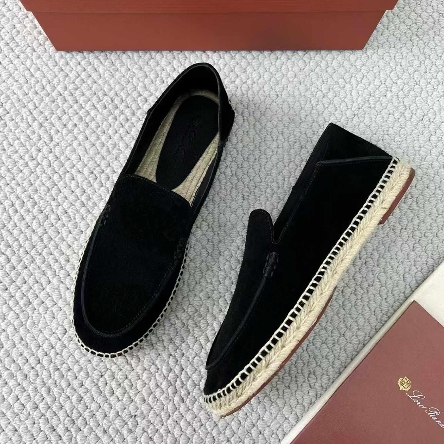 LP Seaside Walk Men's Casual Shoes Spring And Summer Suede Casual Shoes Fashion Temperament Comfortable Flat Shoes Slippers Ngvp #2224