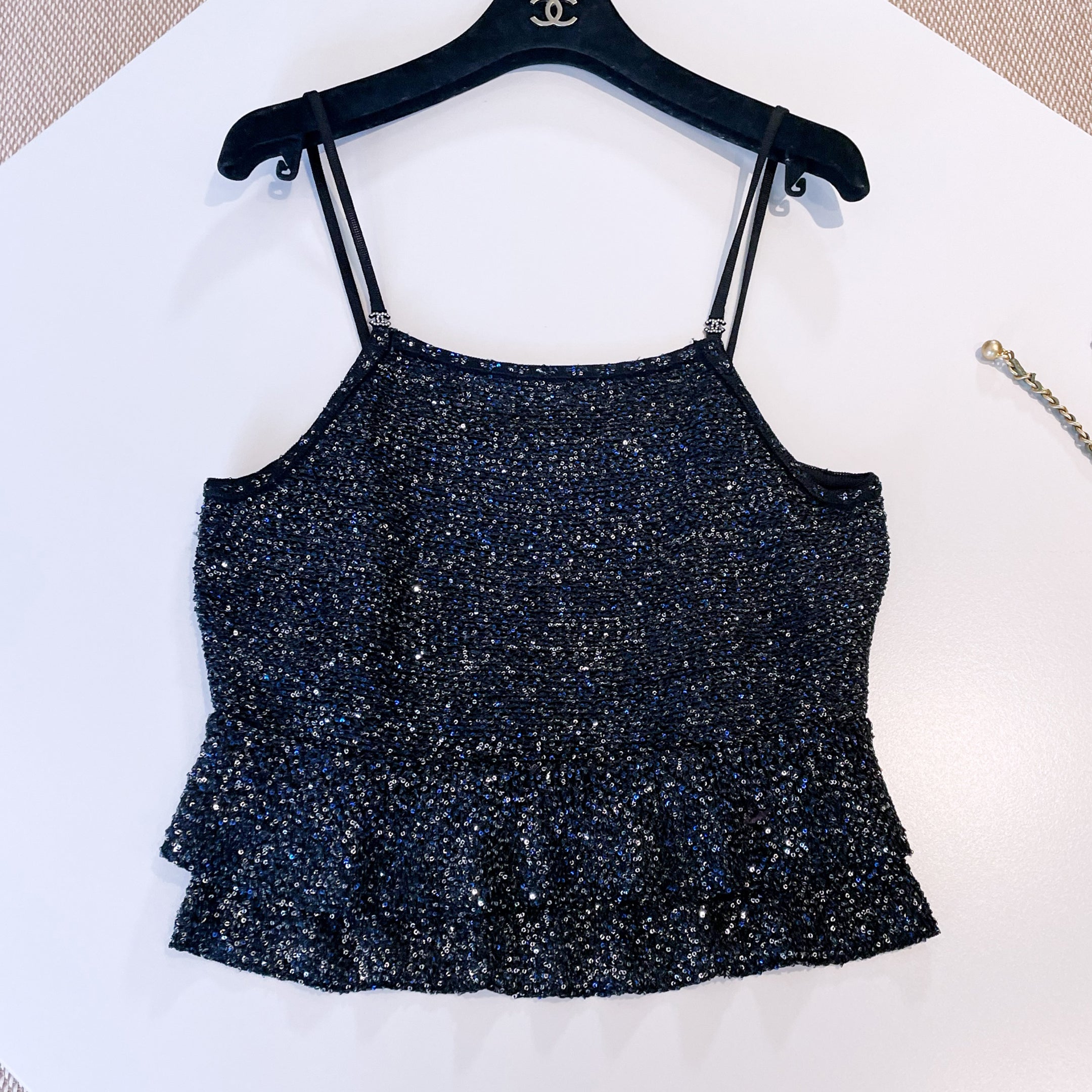 Women's Spring/Summer Sequins Lace Solid Color Casual Camisole Vest Ngvp #1397