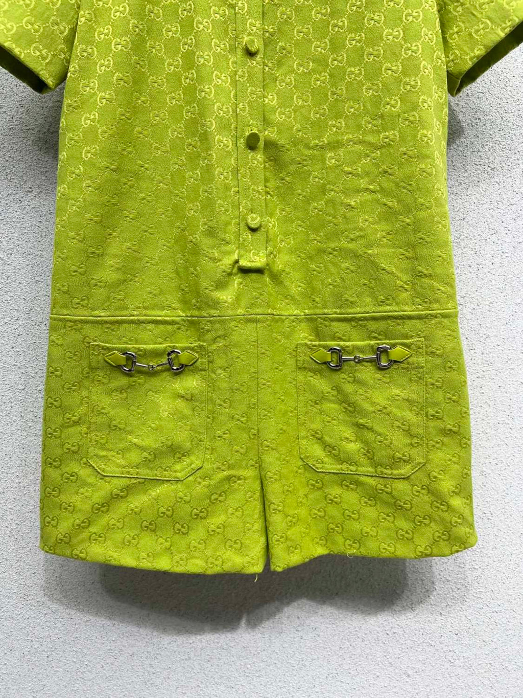 Women's Spring/Summer Monogram Printed Solid Colour Short Sleeve Single Breasted Jumpsuit #76664