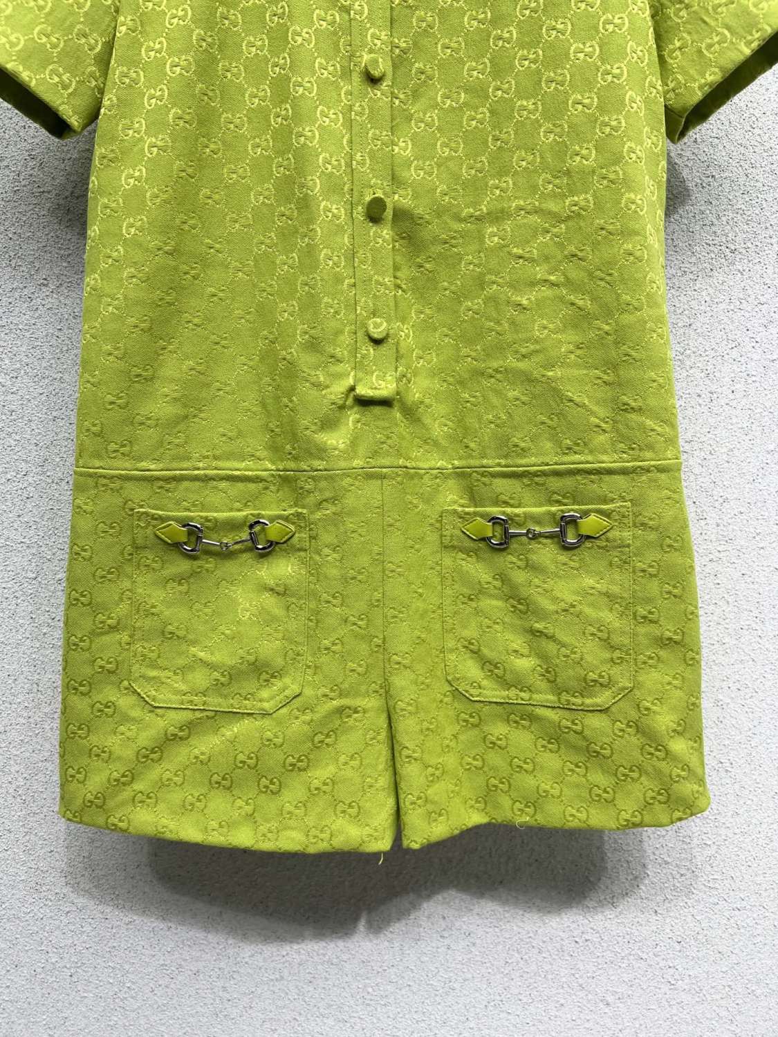 Women's Spring/Summer Monogram Printed Solid Colour Short Sleeve Single Breasted Jumpsuit #76664