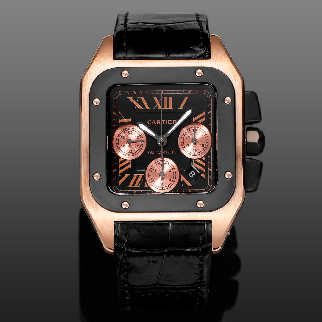 Santos Men's Automatic Mechanical Movement Roman Scale Date Display Chronograph 100M Water Resistant Mechanical Watch #72997