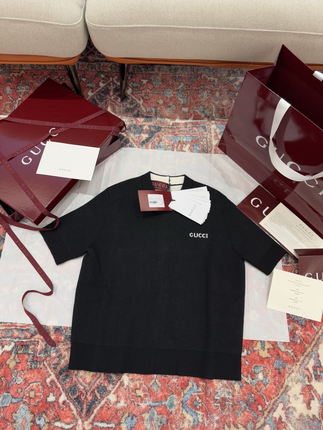 Women's Summer Solid Color Appliqued Knit Sweater Back Single Breasted Design Short Sleeve T-Shirt #75551