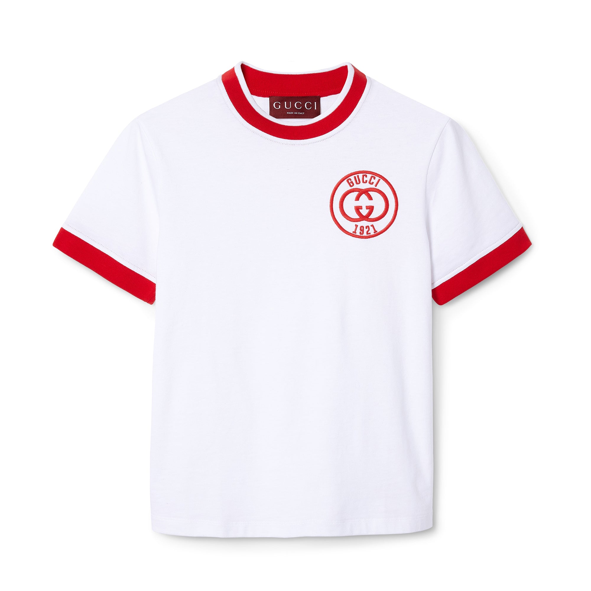 Women's Summer Logo Double G Embroidery Knit Crew Neck Cotton Short Sleeve T-Shirt #72443