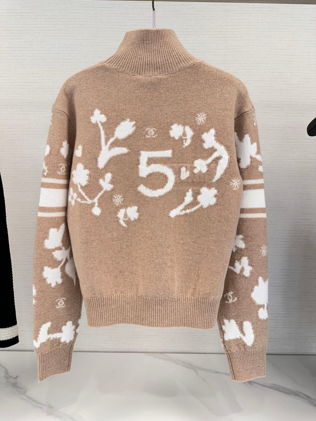 Women's Spring and Autumn Logo Printed High Neck Pullover Drop Shoulder Long Sleeve Cashmere Sweater #74367