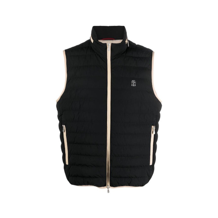 BC Men's Logo Embroidered High Neck Zipper Solid Color Fitted Straight Sleeveless Down Vest Ngvp #9665