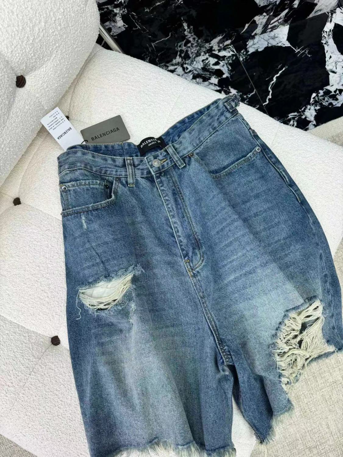 Men's Women's Summer Solid Color Destruction Doing Old Loose Casual Shorts Ngvp #8282