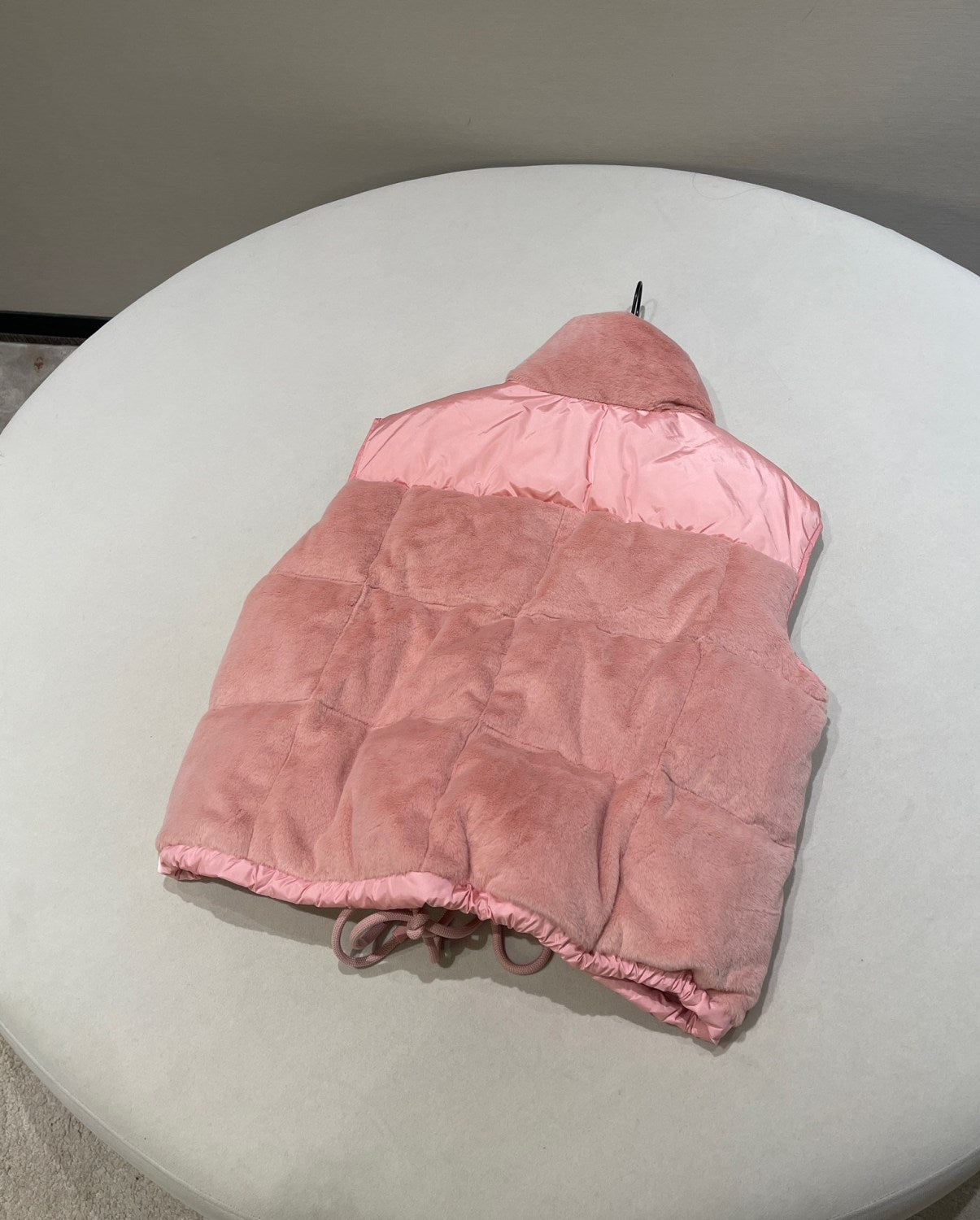 Women's Spring and Autumn Pink Logo Zipper Drawstring Down Sleeveless Vest Jacket #72875