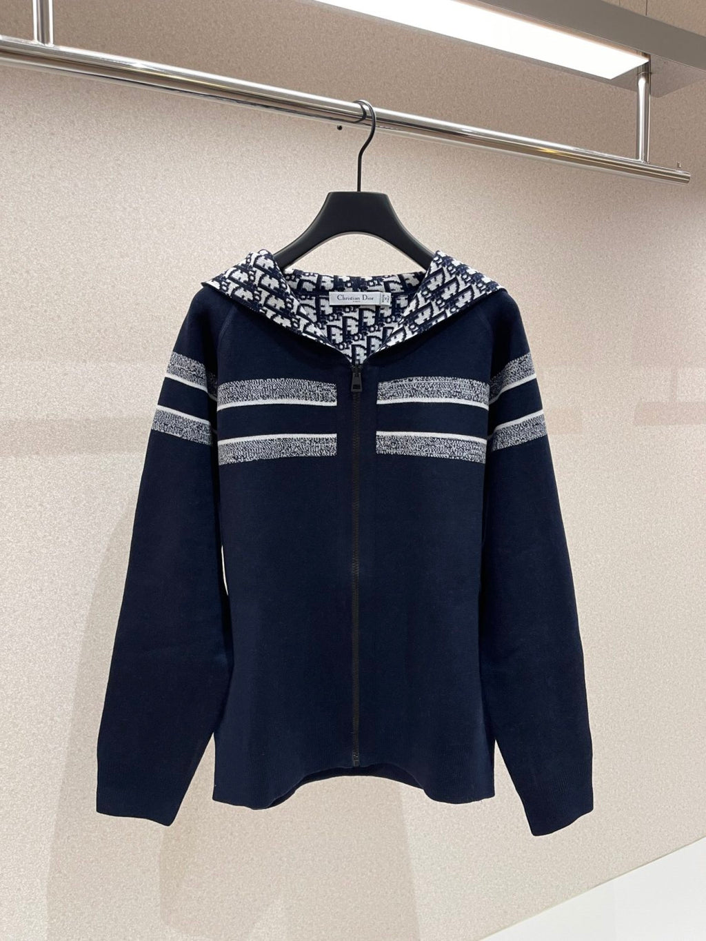 Women's Autumn and Winter Letter Logo Reversible Long Sleeve Zipper Hooded Knit Jacket #72751