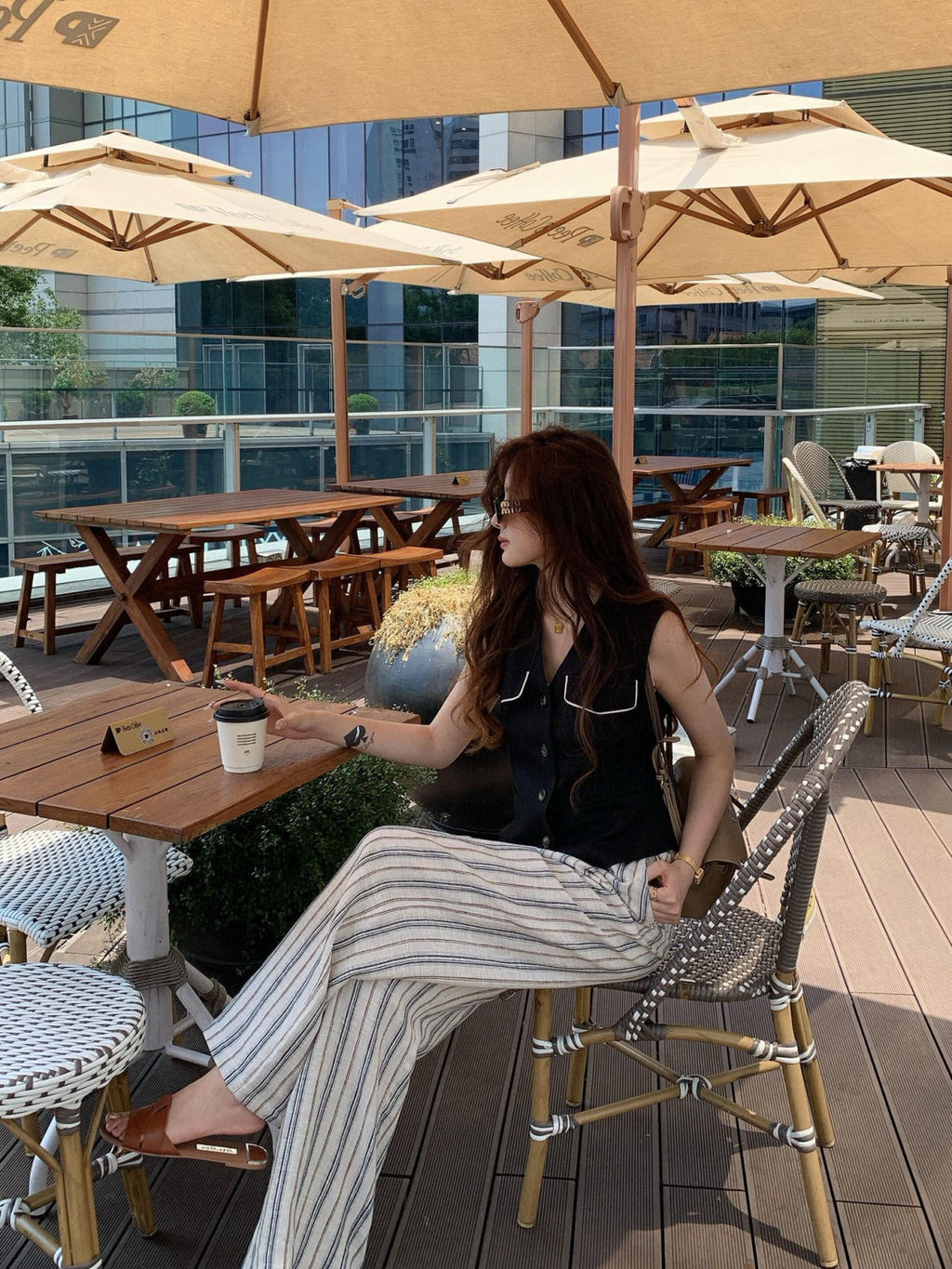 Women's Retro Striped Jacquard Elastic Waist Drawstring Loose Linen Wide Leg Pants Spring. Summer. And Fall Casual Long Pants Ngvp #2128