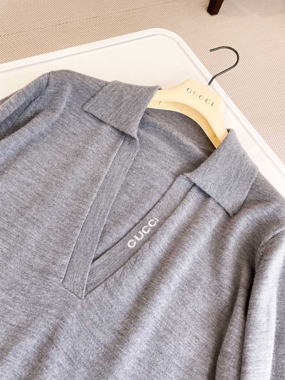 Women's Spring/Summer Solid Color Logo Letter Printed Polo Neck Pullover Long Sleeve T-Shirt #73822