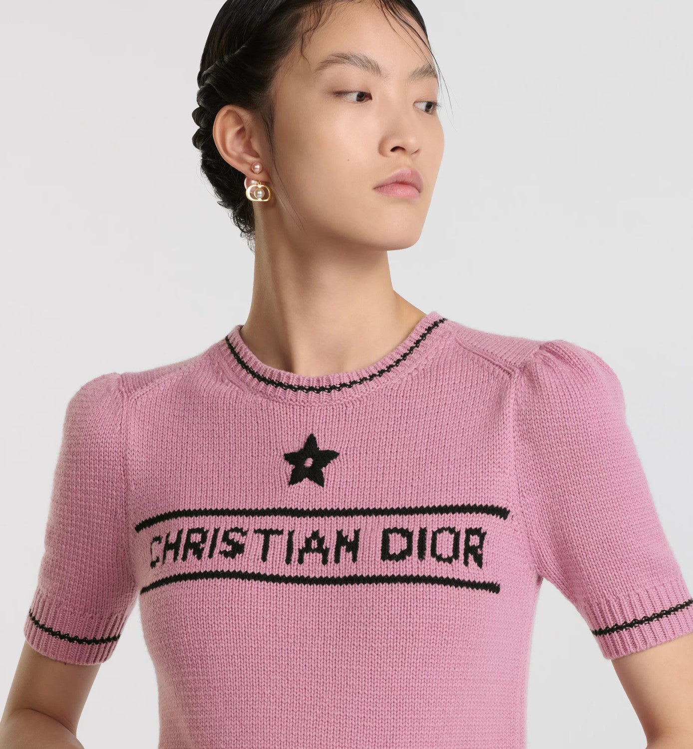 Women's Wool Blend Knit Short Sleeve Top Round Neck Fashion Temperament Short T-Shirt Knitwear #81137