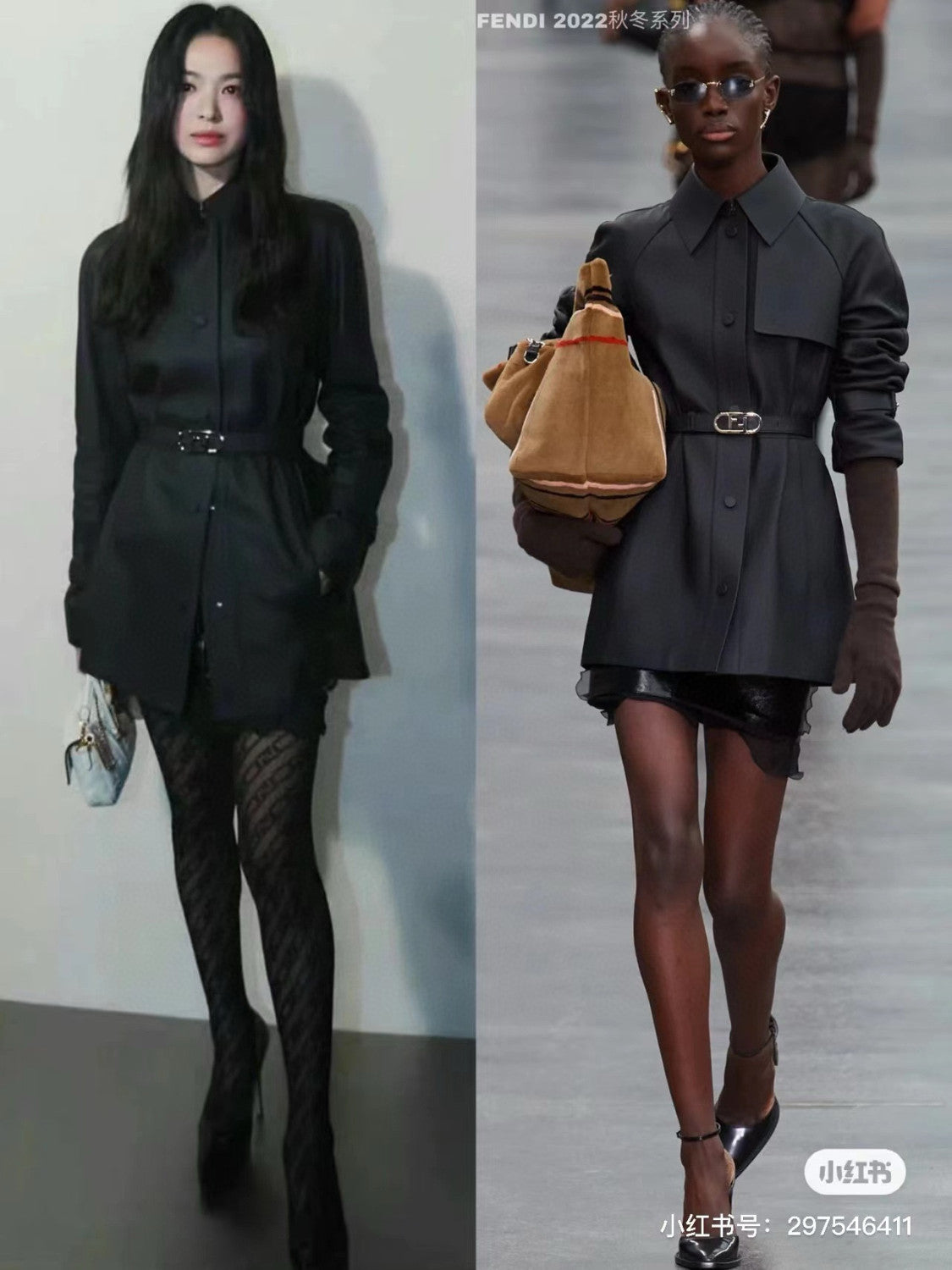 Women's Spring and Autumn Black Tie Belt Waist Single Breasted Slim Long Sleeve Sheepskin Jacket #98466