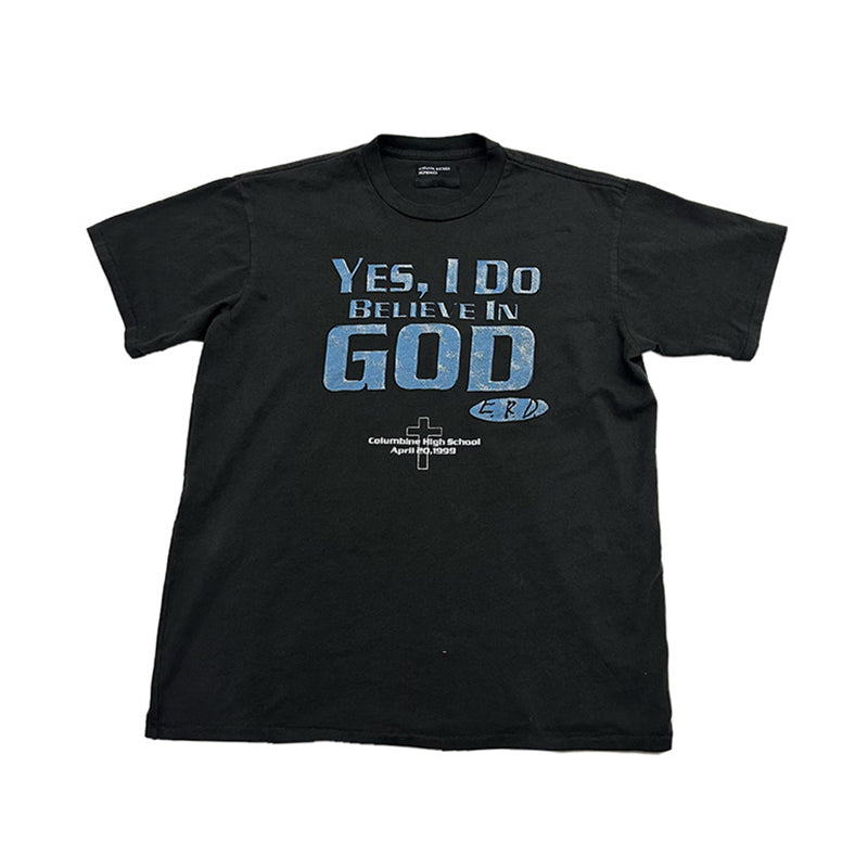 Enfants Riches Deprimes Men's Summer I BELIEVE IN GOD Printed Casual Loose Solid Color Short Sleeve T-Shirt #98223