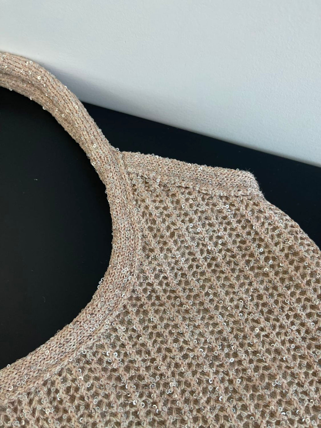 MM Ivy Sequin Mesh Women's Solid Color Sequined Shoulder Bag with Detachable Handbag Bags and Embroidered Letter Logo #77693