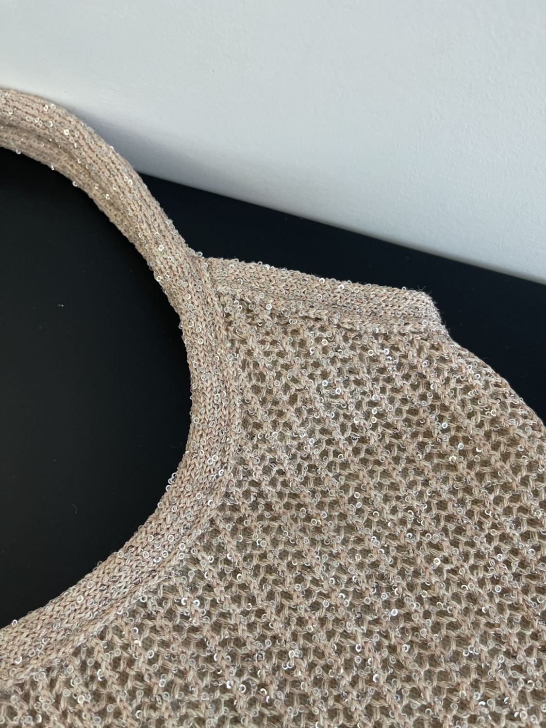 MM Ivy Sequin Mesh Women's Solid Color Sequined Shoulder Bag with Detachable Handbag Bags and Embroidered Letter Logo #77693