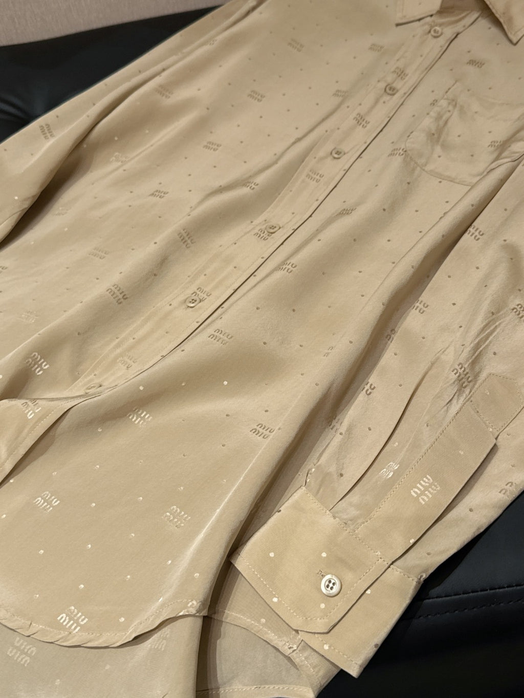 Women's Spring/Summer Dark Logo Khaki Single Breasted Long Sleeve Shirt Pleated Short Skirt Set Suit #72378