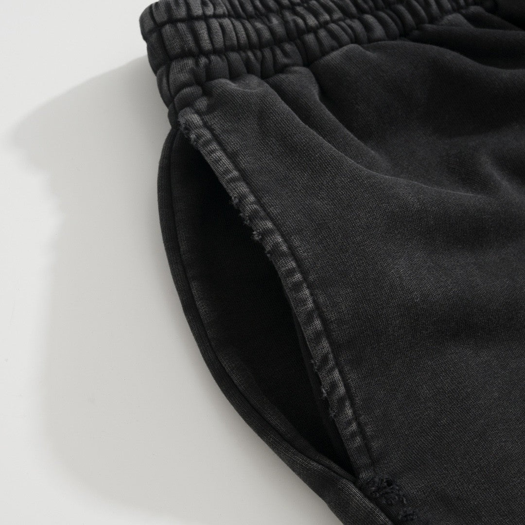 Men's Summer Flame Letter Black Stretch Mid Waist Cotton Shorts Pants #99535