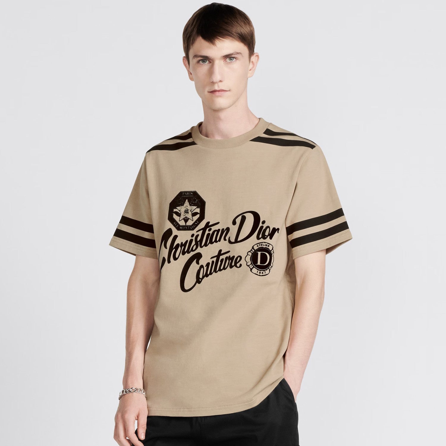 CD Men's Summer Solid Color Letter Logo Printed Loose Round Neck Short Sleeve T-Shirt #98448