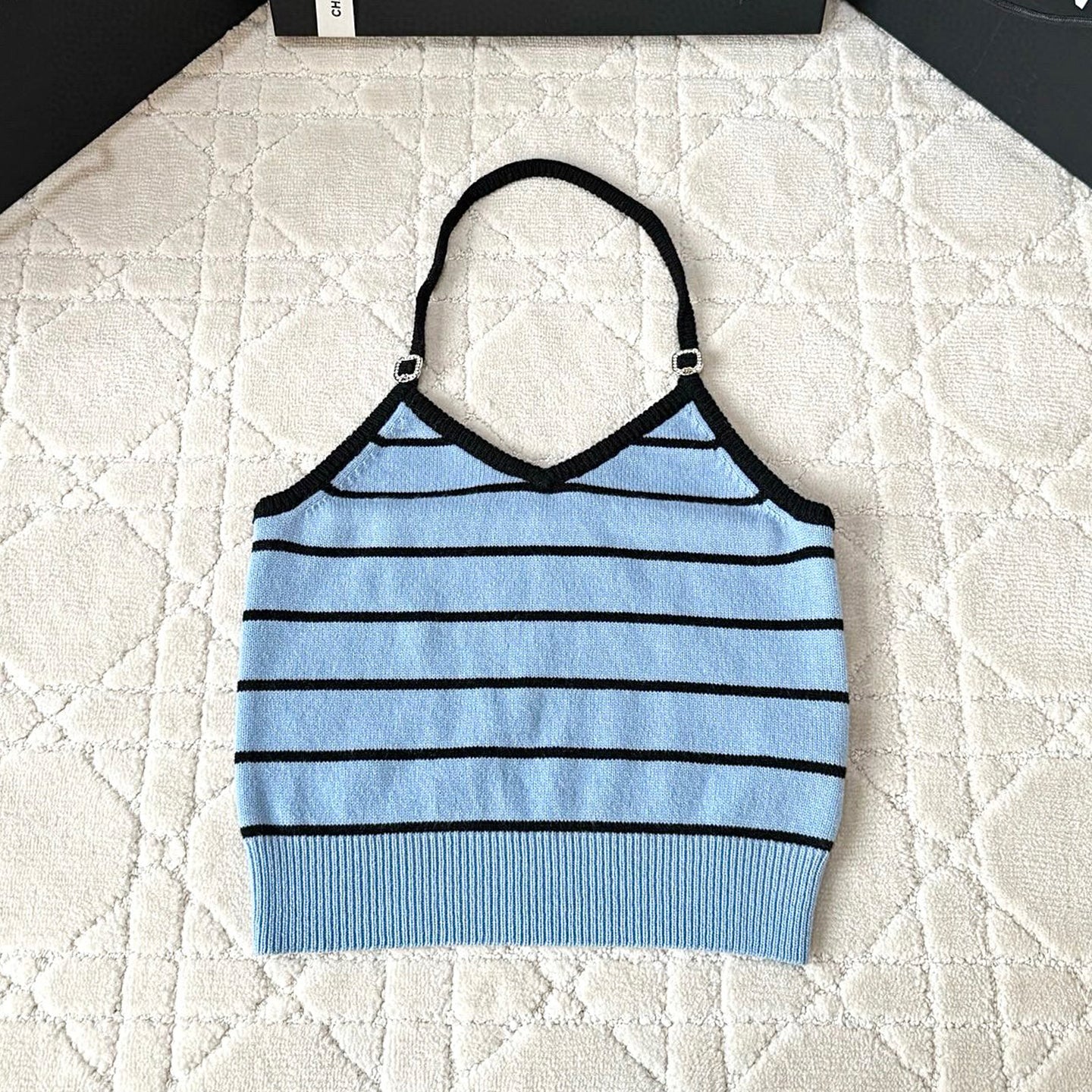 Women's Summer Striped Sleeveless Solid Color Wool Camisole Top Vest Ngvp #1353