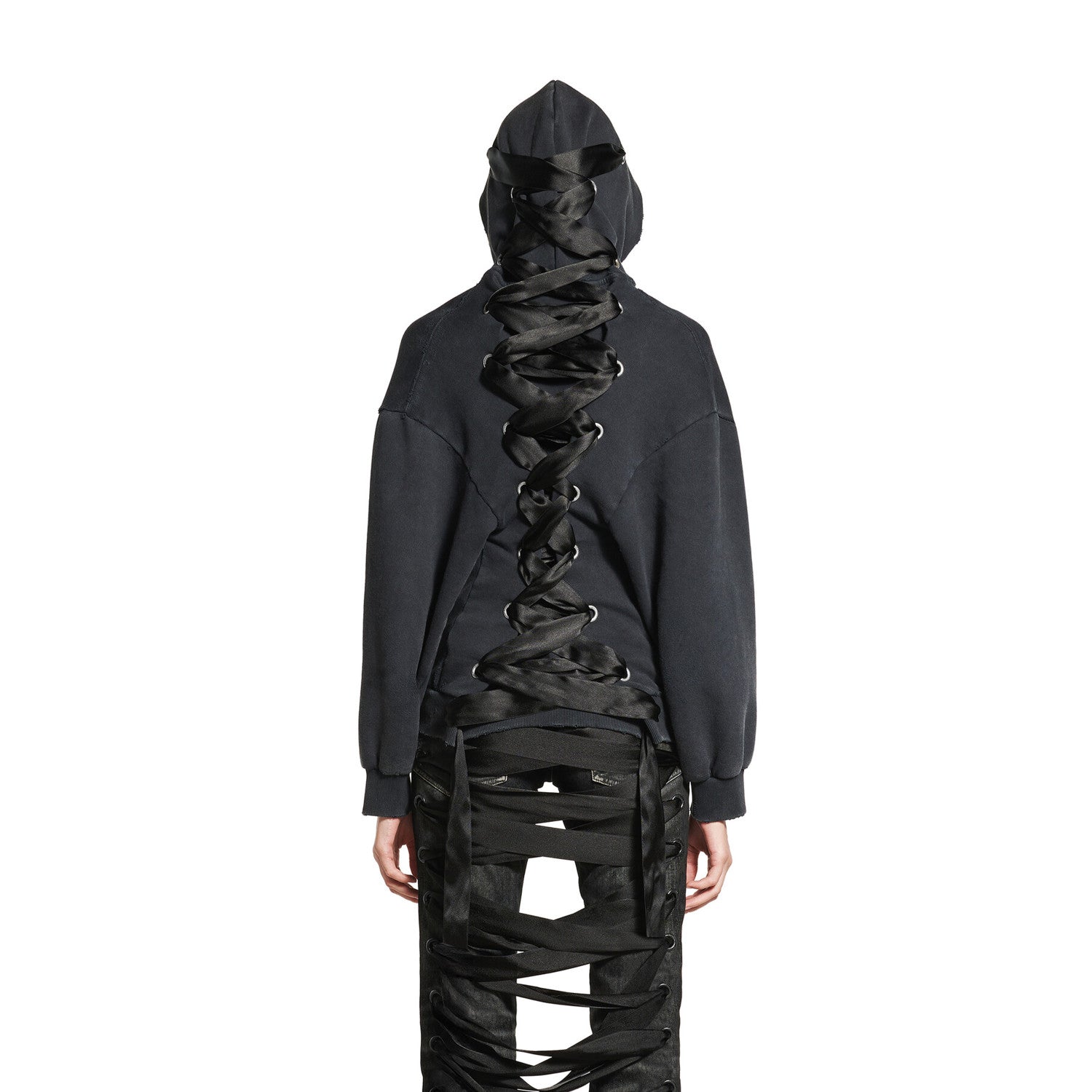 Women's Spring/Autumn High Street Lace-Up Hoodie Zipper Solid Color Long Sleeve Hooded Sweatshirt  Ngvp #2284