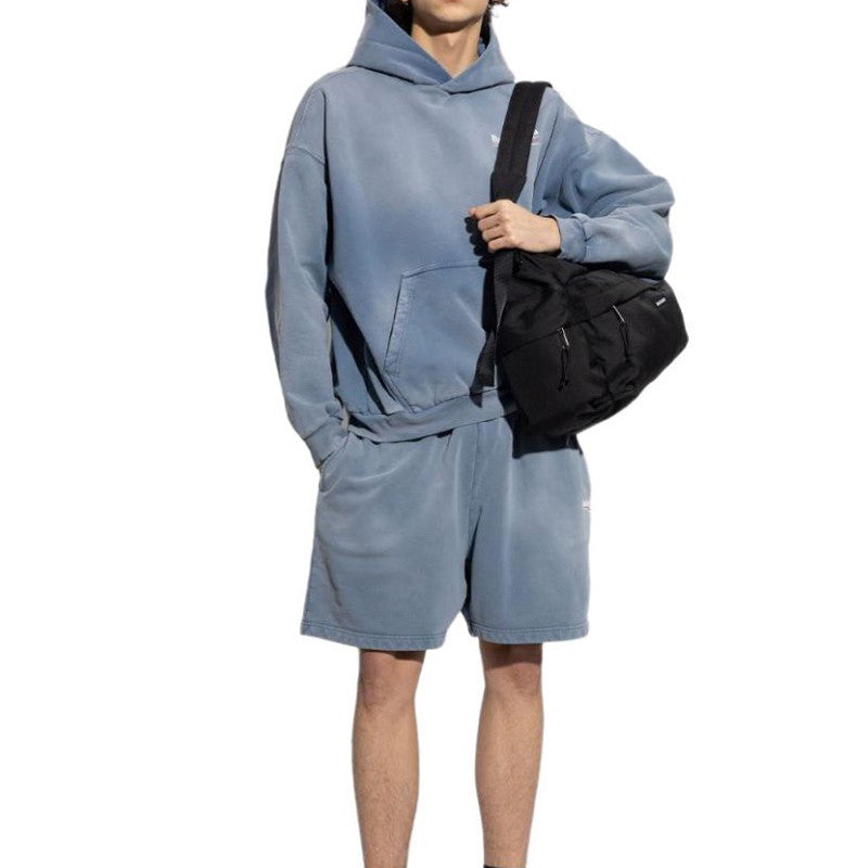 Men's Summer Logo Printed Elastic Waist Cotton Casual Loose Washed Gradient Political Campaign Shorts #71897