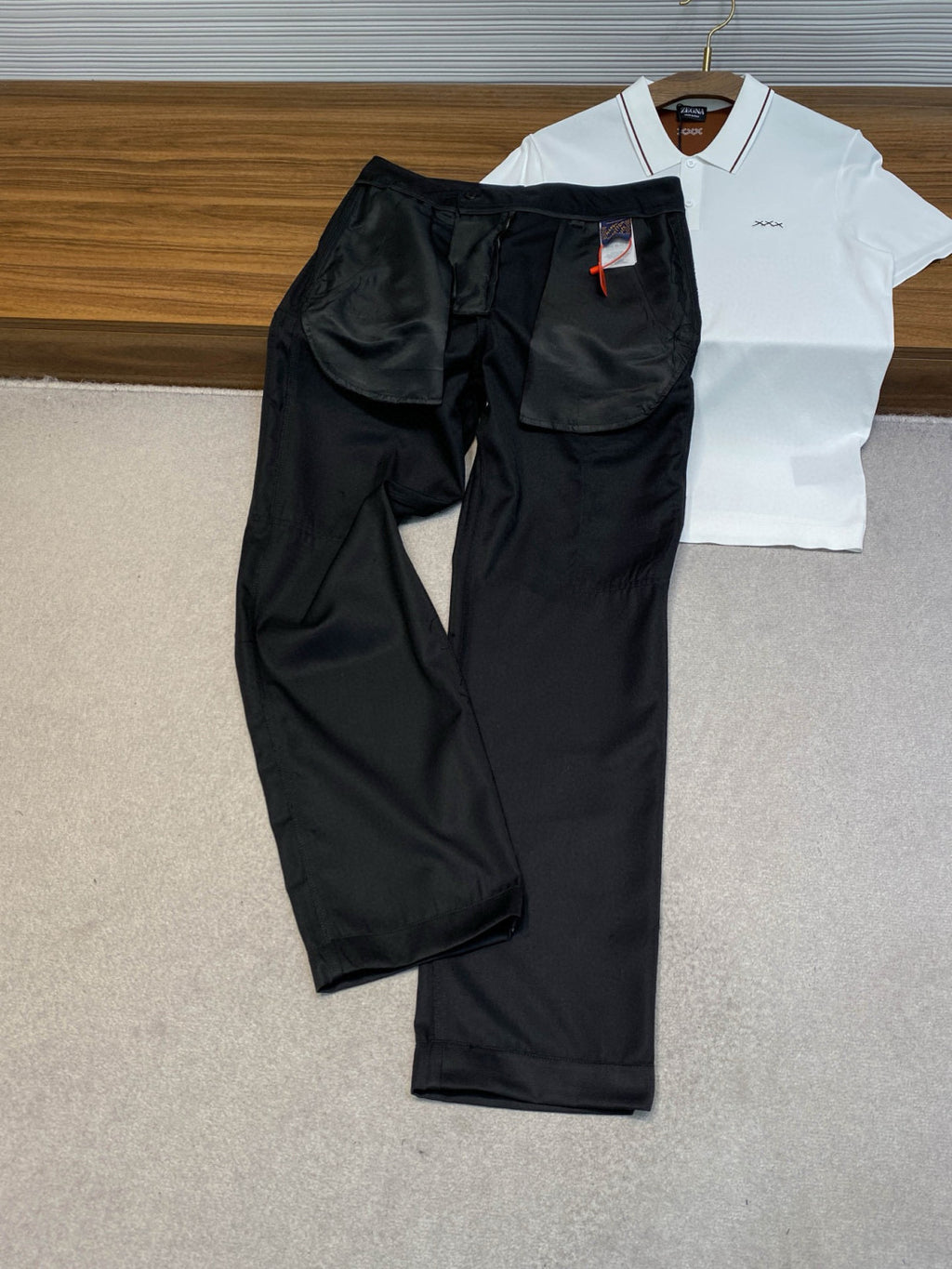 Men's Fashion Classic Solid Color Sheepskin Wool Embroidered Work Pants #78828