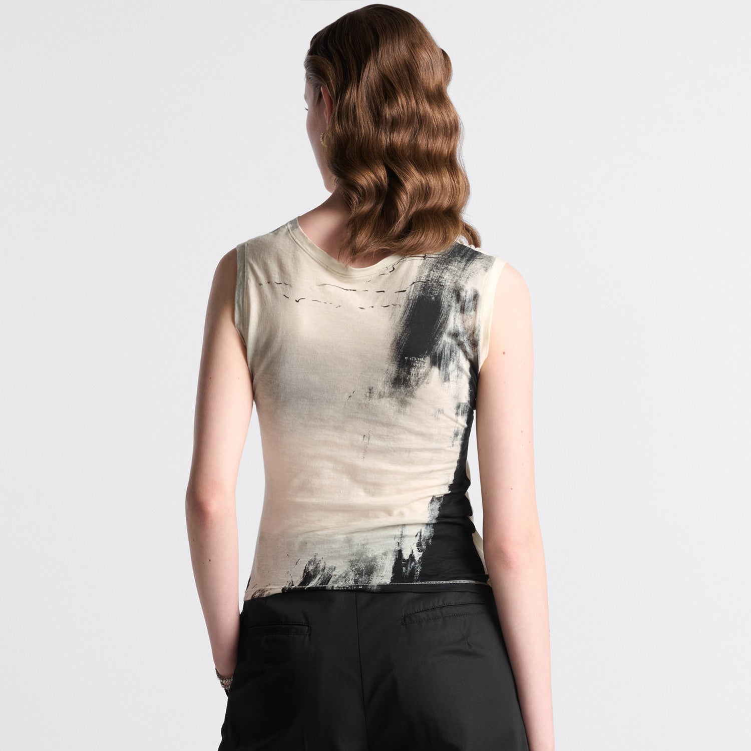 Women's Summer Paris Tower Print Hand-painted Style Cotton Vest Sleeveless Round Neck Top T-shirt Ngvp #8764