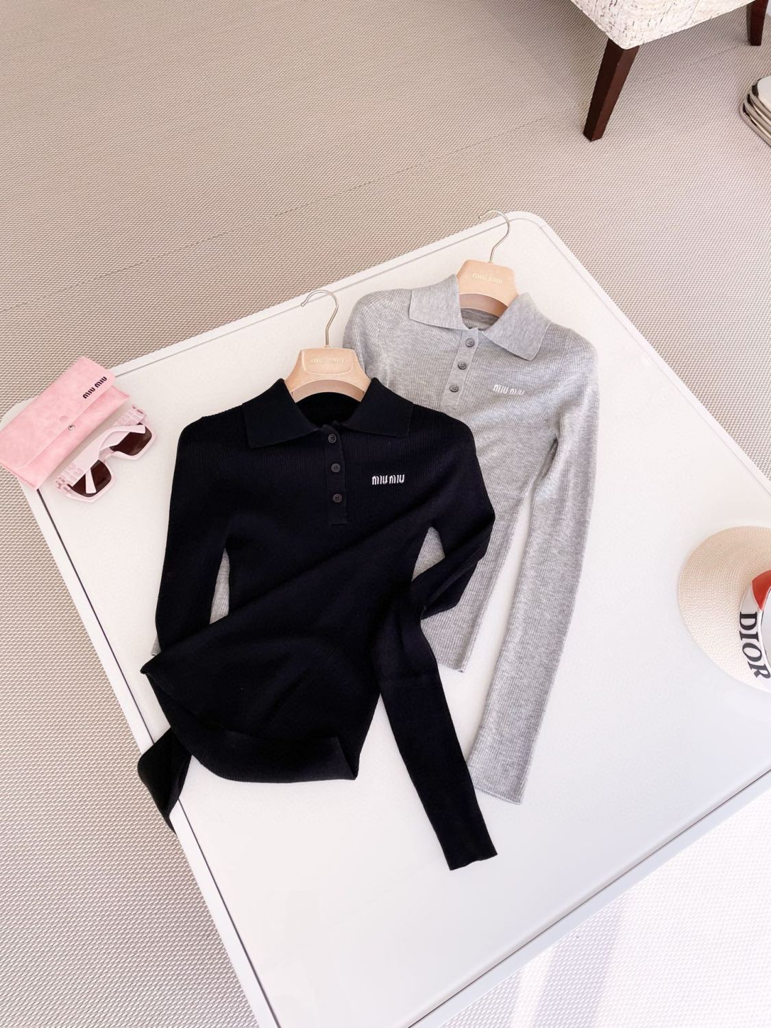 Women's Solid Color Logo Letter Print Casual Cashmere Long Sleeve Polo Shirt Top #72844