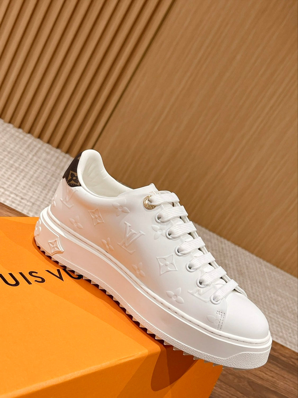 Time Out Women's Solid Color Letter Print Leather Low-Top Lace-Up Casual Shoes #77748