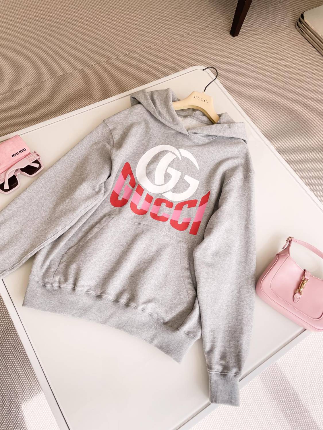 Women's Spring and Autumn Letter Logo Printed Solid Color Cotton Hooded Sweatshirt #73821