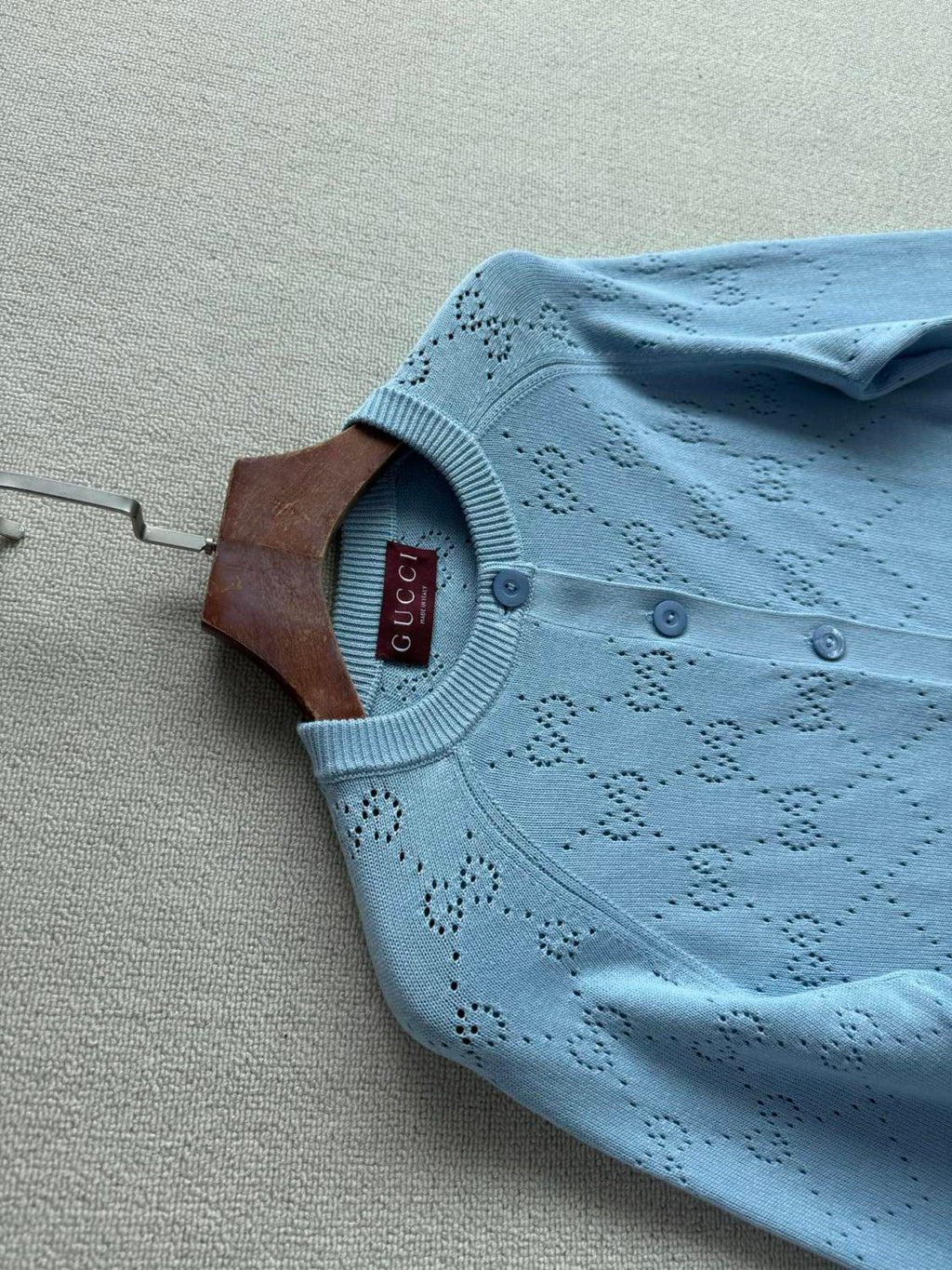 Women's Spring/Autumn Solid Color Letter Print Openwork Design Cotton Knitted Jacquard Single-Breasted Long-Sleeved Cardigan Jacket #77912