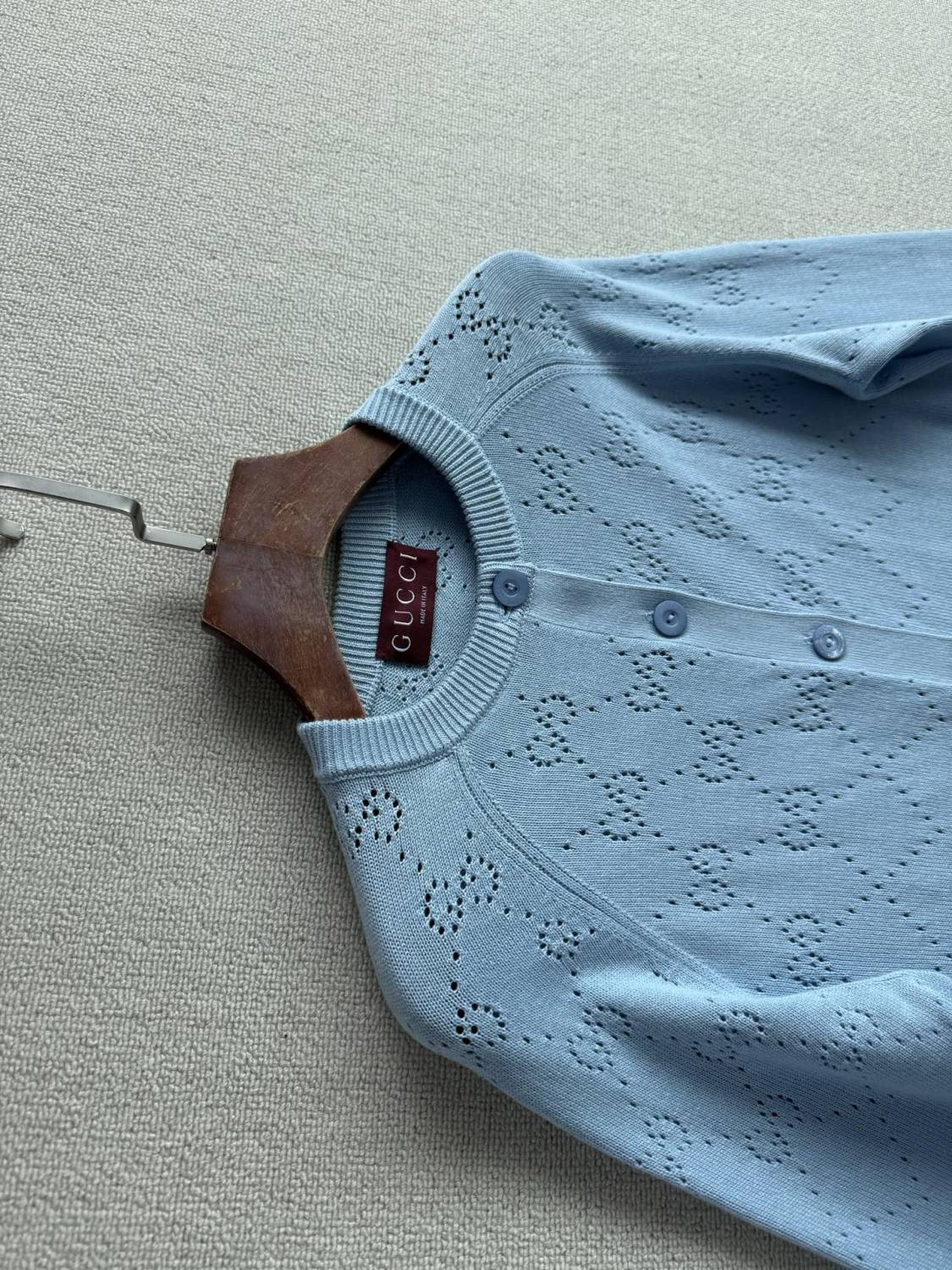 Women's Spring/Autumn Solid Color Letter Print Openwork Design Cotton Knitted Jacquard Single-Breasted Long-Sleeved Cardigan Jacket #77912