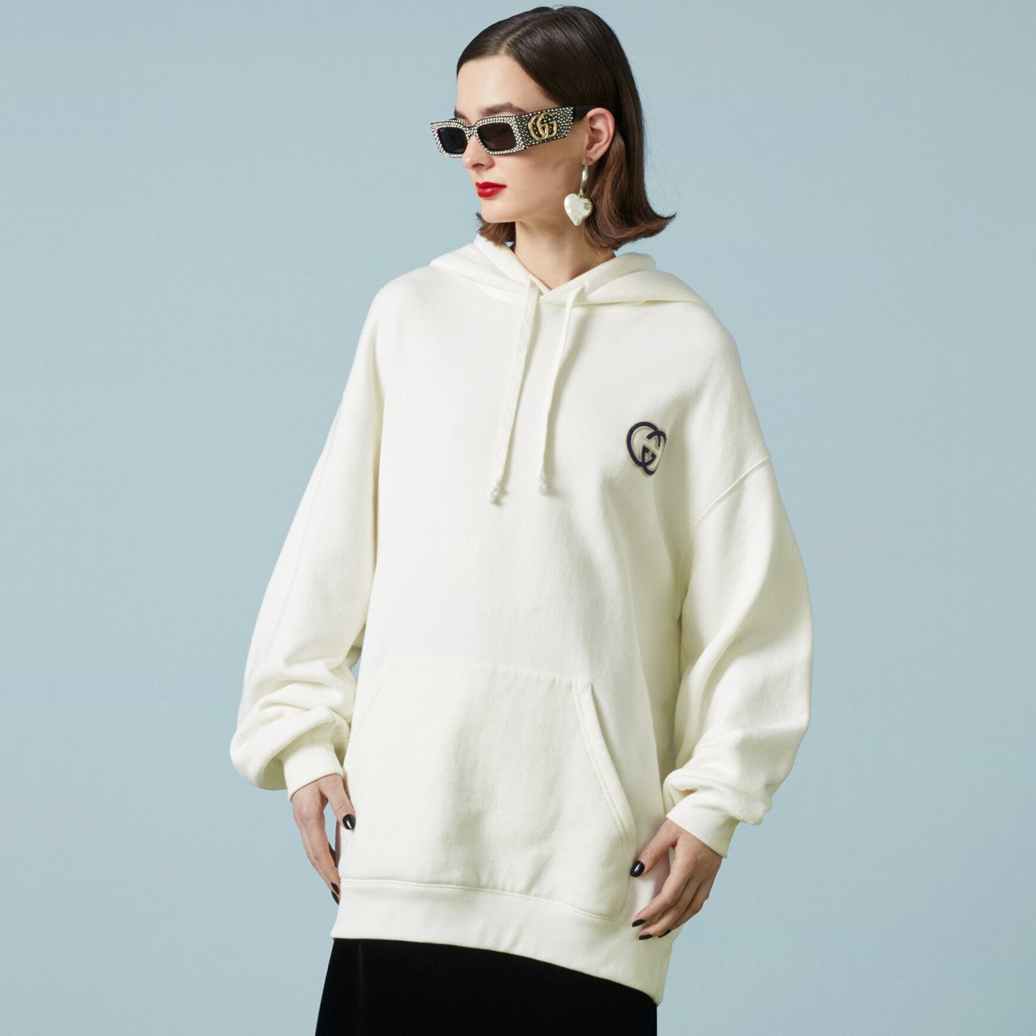 Men's And Women's Spring And Fall Solid Color Loose Casual Logo Hooded Sweater Pullover Sweater #98487