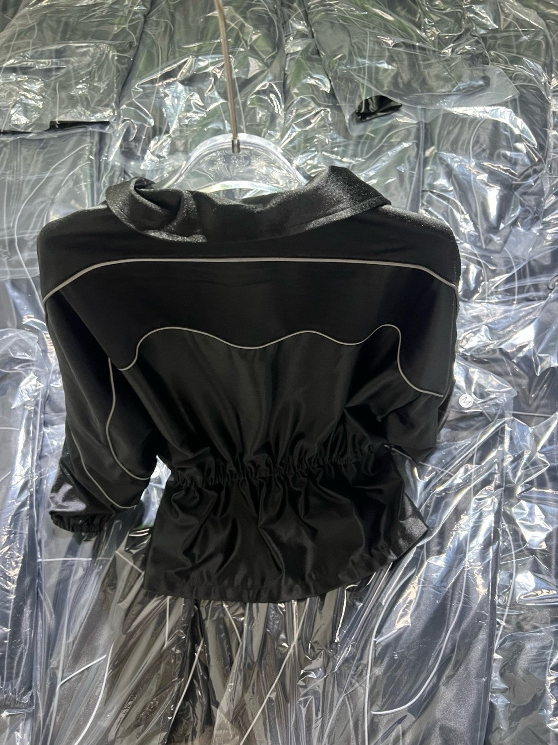 Women's Color-block fabric Bright trim Zippered dress Jacket #194224