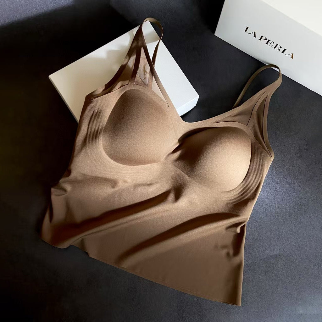 Laperla Women's Comfortable Seamless Silk Lined Bra Pads with Thin Straps  Beautiful Back Design  High-Stretch Breathable Underwear #78499