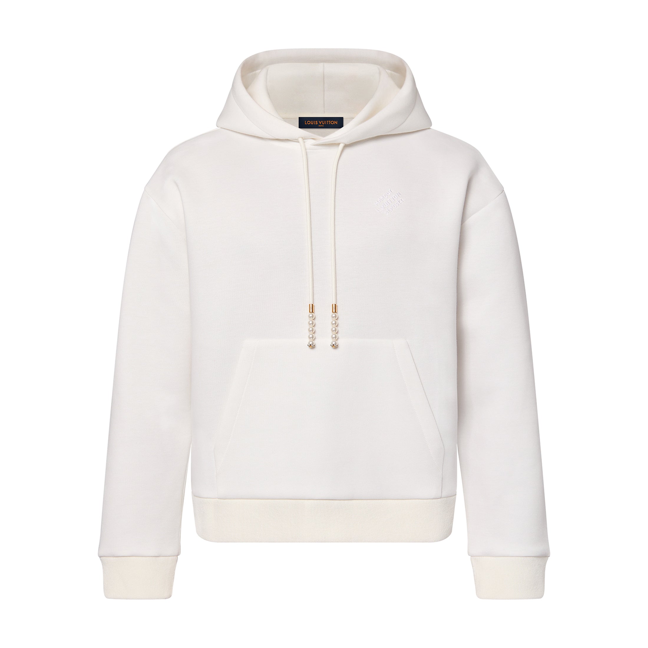 Men's Spring and Autumn White Logo Letter Embroidery Long Sleeve Hooded Sweatshirt Pullover #98778
