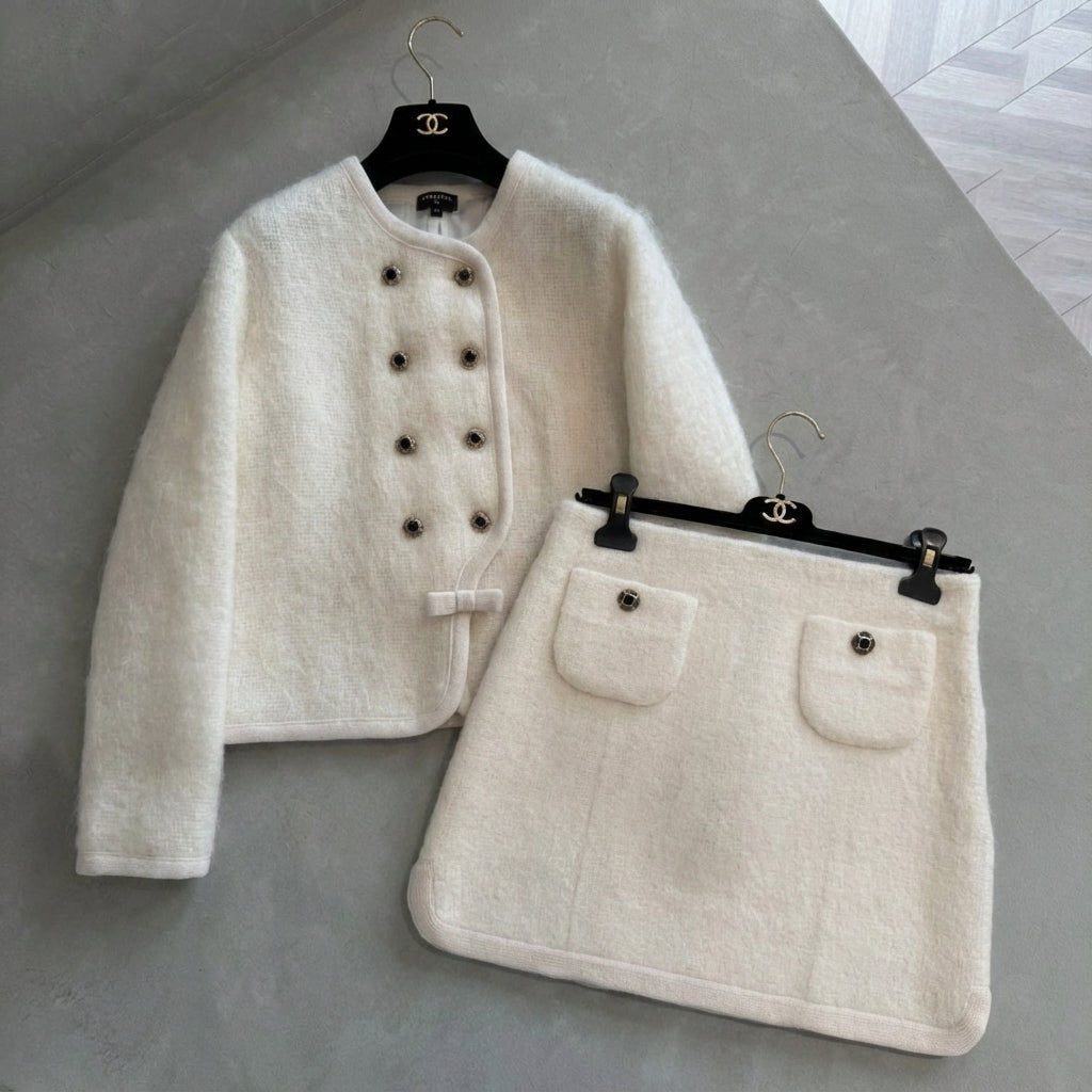 2025/26 Coco Neige Ready-to-wear Collection Coat Wool Blend Single-breasted Jacket Mini Skirt Set Suit #82276A