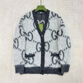 Men's And Women's Fall/Winter Fashion Casual V-Neck Single Button Logo Classic Print Mohair Knit Cardigan #79418