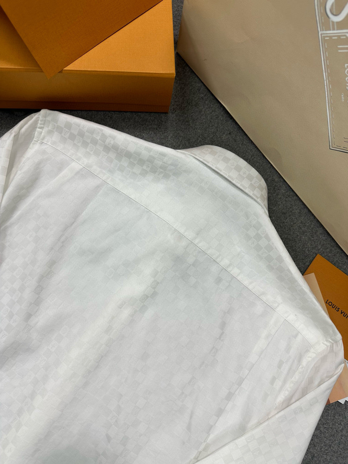 Men's DNA Collar Regular Spring and Autumn White Buttoned Lapel Checkerboard Print Long Sleeve Shirt #98172