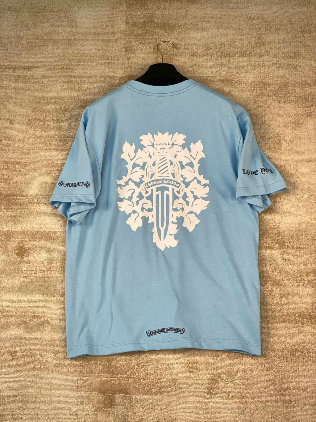 Men's and Women's Summer Blue Cotton Round Neck Loose Fit Short Sleeve T-shirt #98569