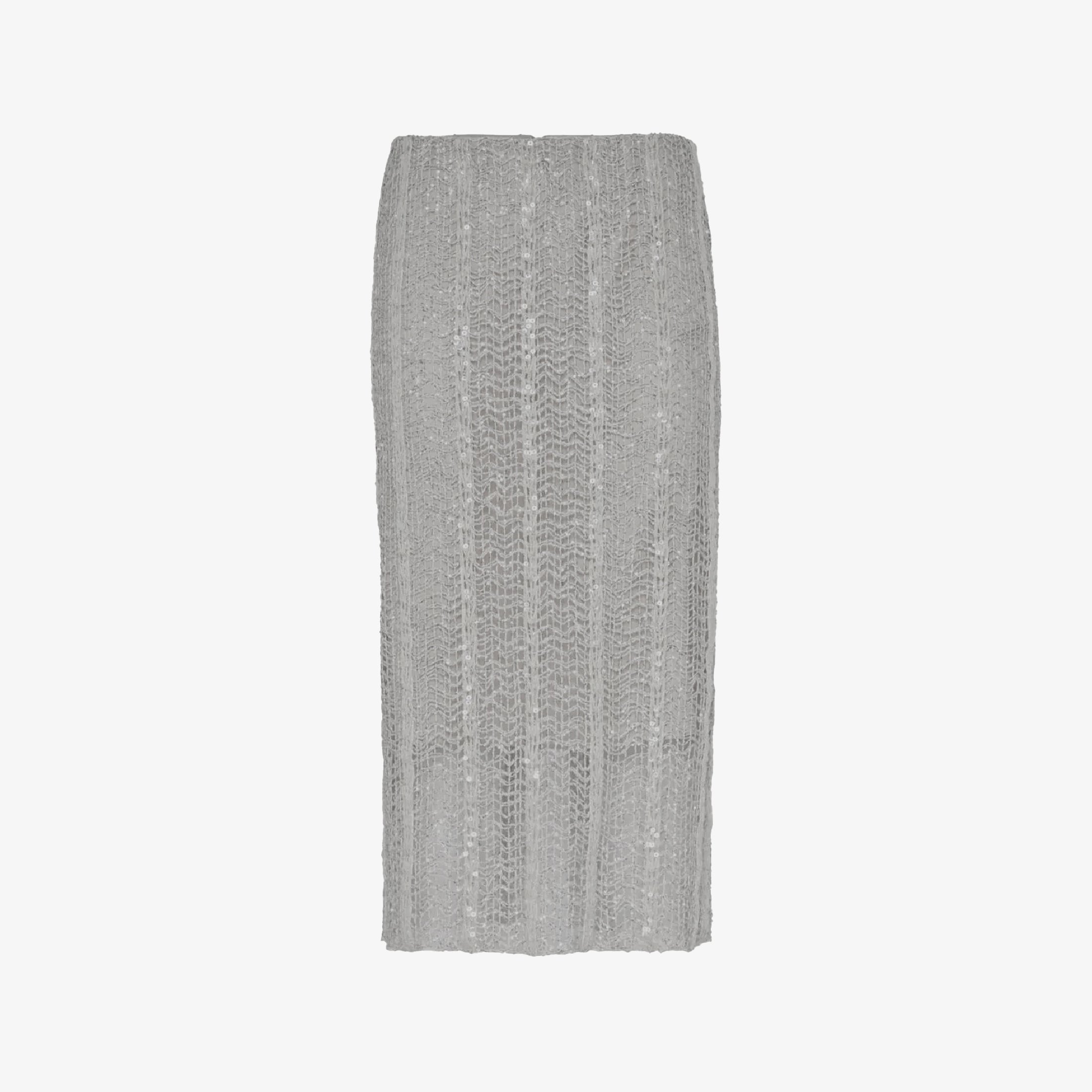 Women's Spring And Summer Shining Stripes Decoration Mesh Hole Embroidery T-shirt Half-body Skirt Set Fashion Casual Temperament Suit Set Ngvp #9129