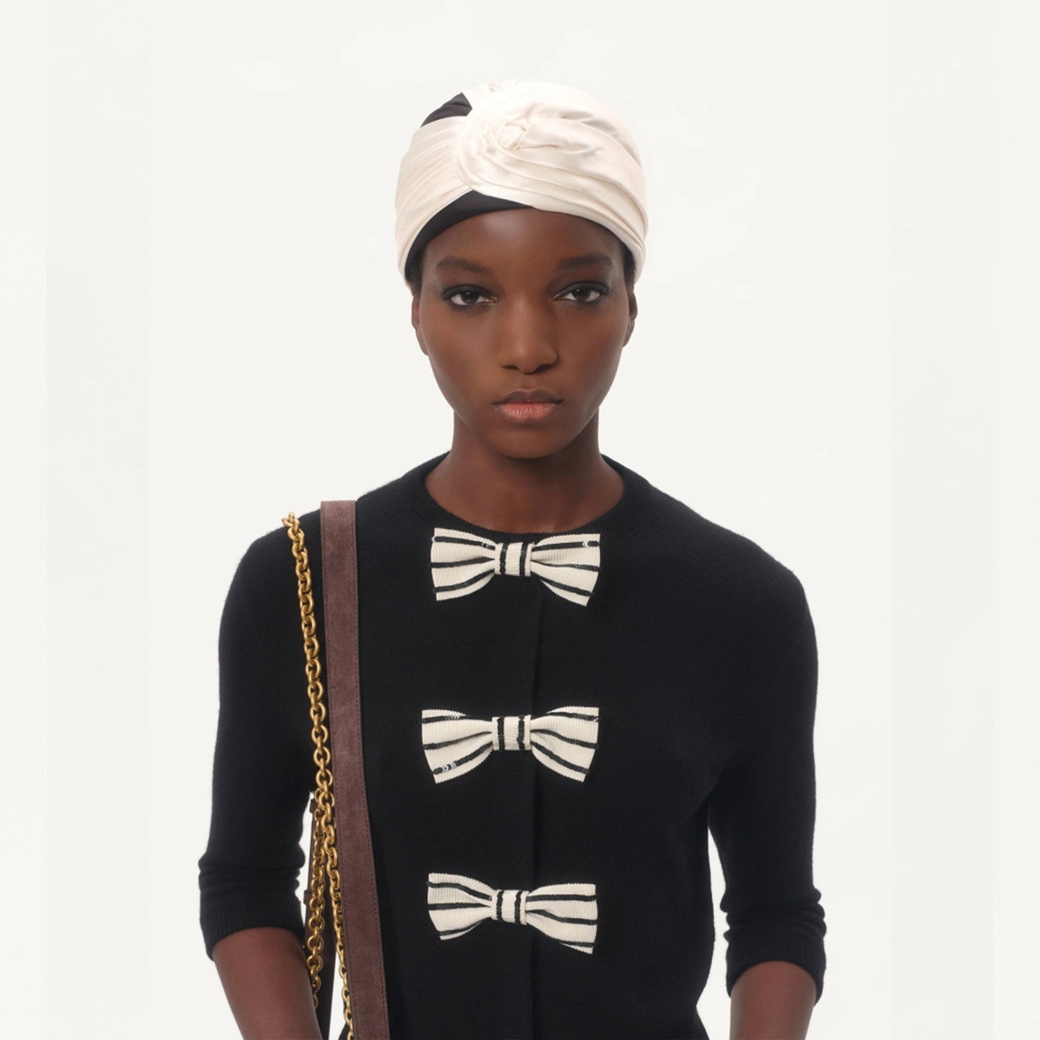 Women's Embroidery Bow Cardigan Black Wool Knit Medium Sleeve Round Neck Temperament Elegant Casual Top T-shirt Ngvp #1339