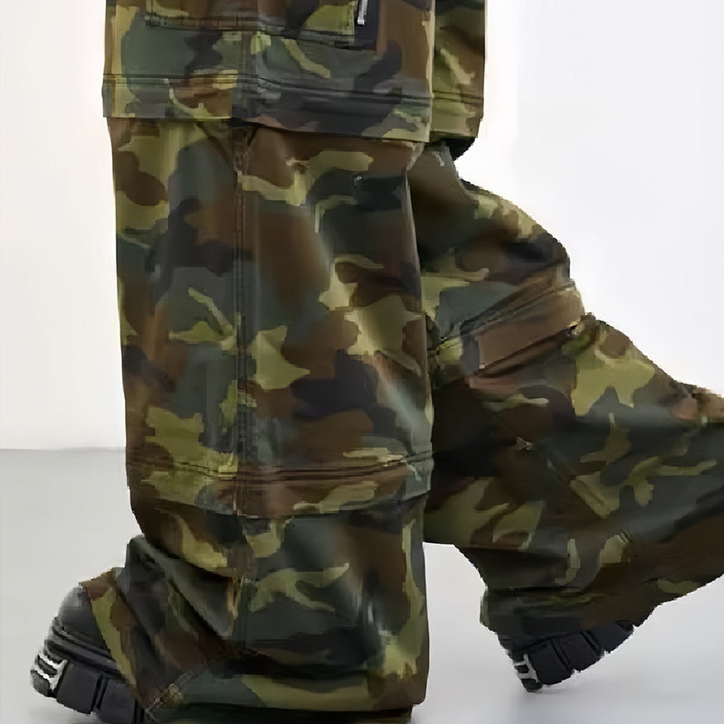 Vetements Men's Camouflage Multi-Pocket Zipper Loose Cotton Long Work Pants Ngvp #7663
