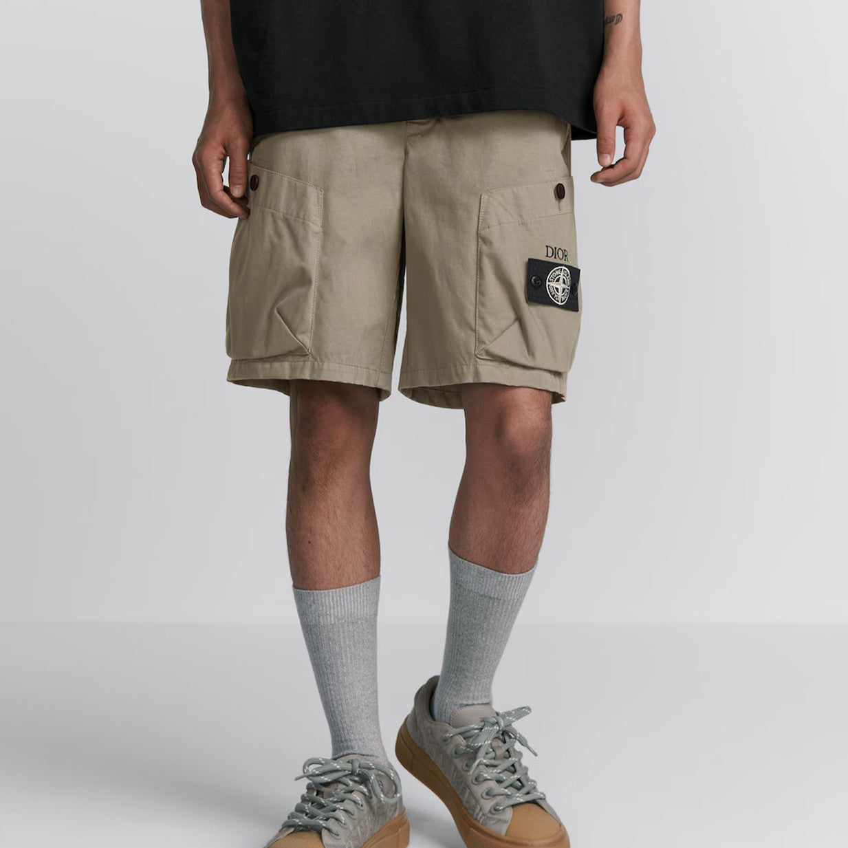 And Men's Summer Solid Color Letter Logo Casual Fit Bermuda Shorts #71585