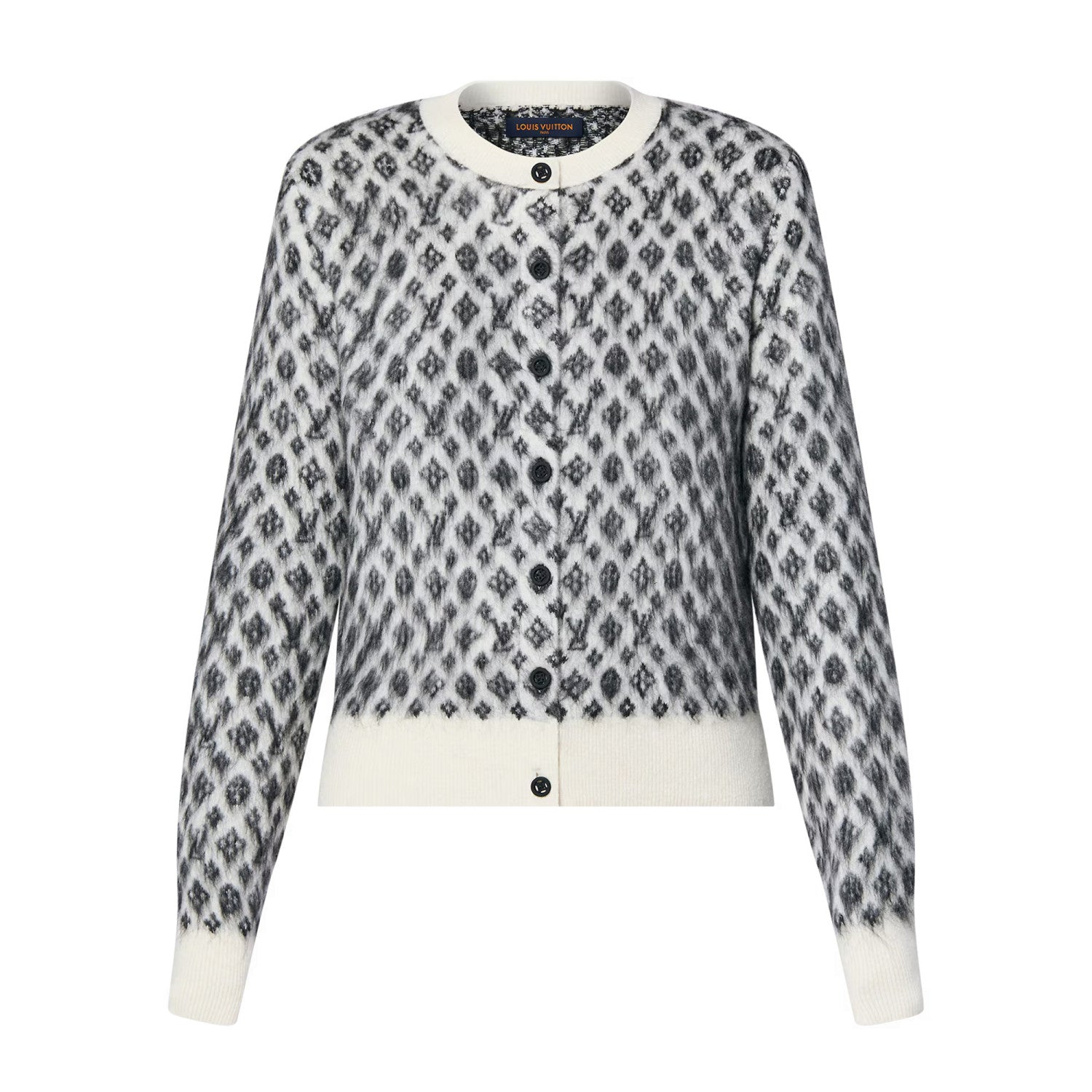 Women's Spring and Autumn Floral Button Hollow Ribbed Round Neck Single Breasted Long Sleeve Knit Sweater Jacket #73668