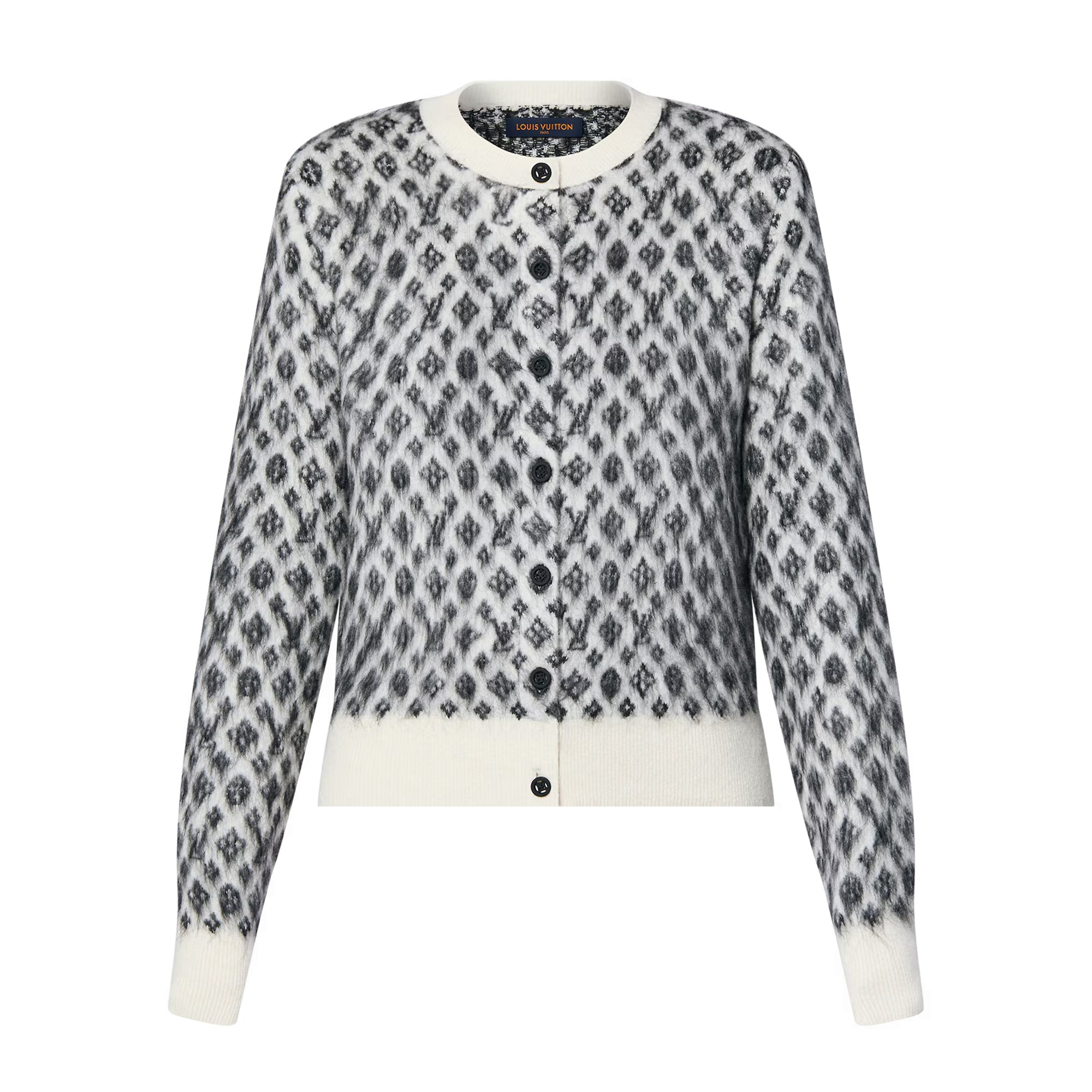 Women's Spring and Autumn Floral Button Hollow Ribbed Round Neck Single Breasted Long Sleeve Knit Sweater Jacket #73668